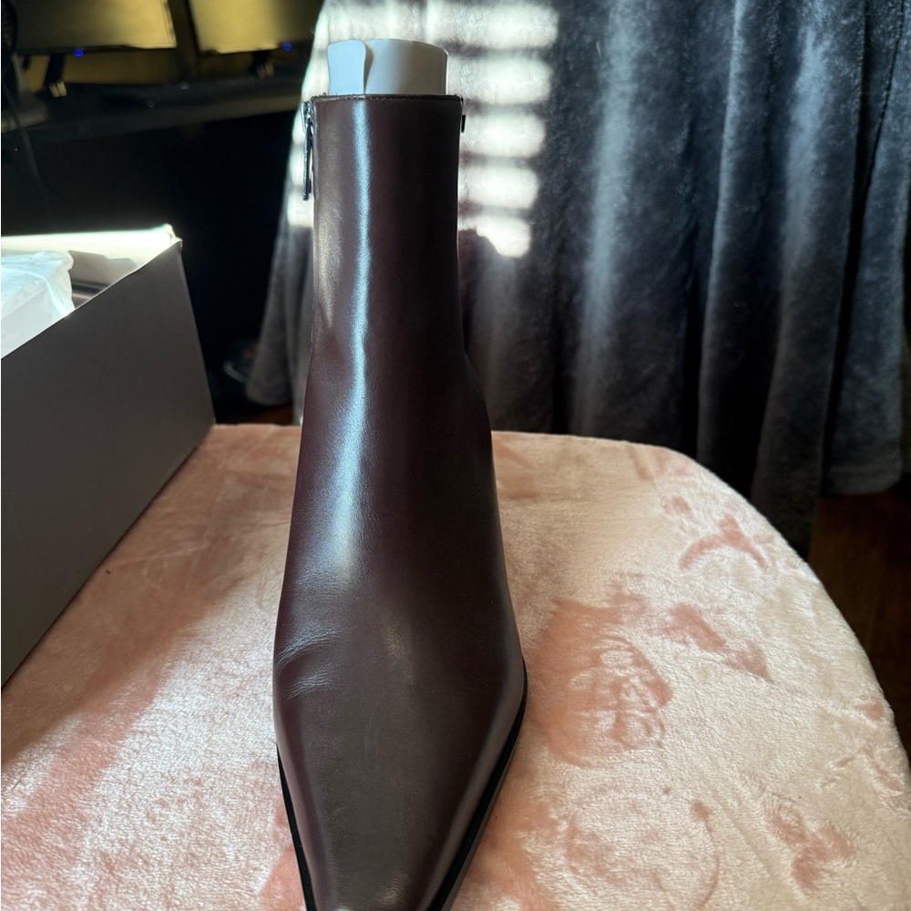 Franco Sarto Brown Ankle Booties with Pointed Toe